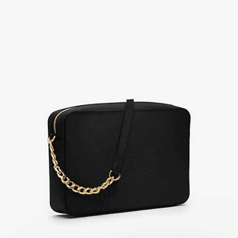 New Michael Kors Black and Gold Saffiano Leather Crossbody Bag - Picture 4 of 9